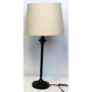 Modern Minimalist Table Lamp Black off White Canvas Classic Elegant 1 Bulb Shade